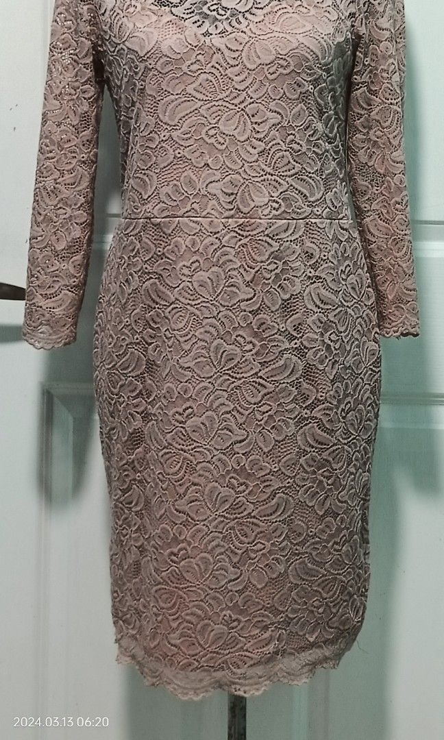Rose pink lace dress (Category: Dresses) located in Paranaque City. Submitted by conrich (Listing ID 1292678991, Image 3). Description: Decluttering gift from Ireland. Fitted design but good for medium to XL..