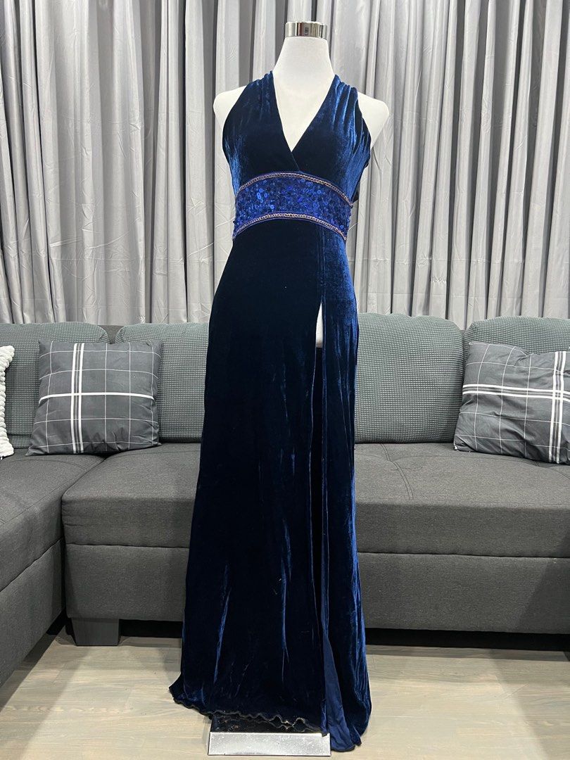 princess polly baby blue dress Royal Blue Velvet Backless Long Gown w/ Slit, Women's Fashion, Dresses &  Sets, Evening dresses & gowns on Carousell