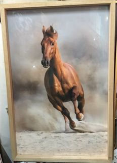 Running Horse In Wood Wall Frame