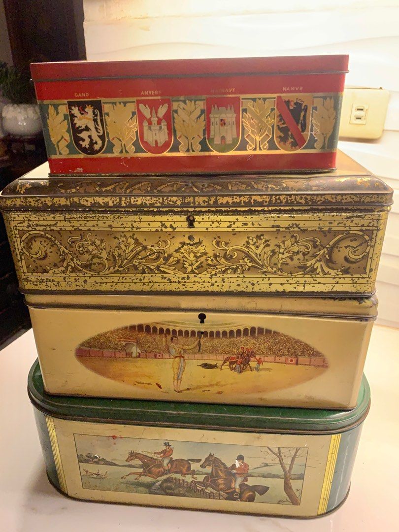 Set of 4 Old Classic Design Storage Tin Box (Category: Storage Boxes & Baskets) located in Pateros City. Submitted by mcacompany (Listing ID 1292801985, Image 3). Description: Set of 4 Old Classic Design Storage Tin Box Zoom into pictures As found As it is Price firm .