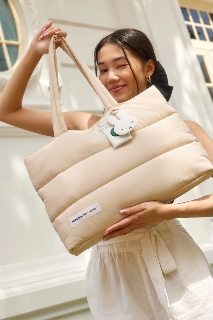 Starbucks + Miffy Oat Puffer Tote Bag, Women's Fashion, Bags 