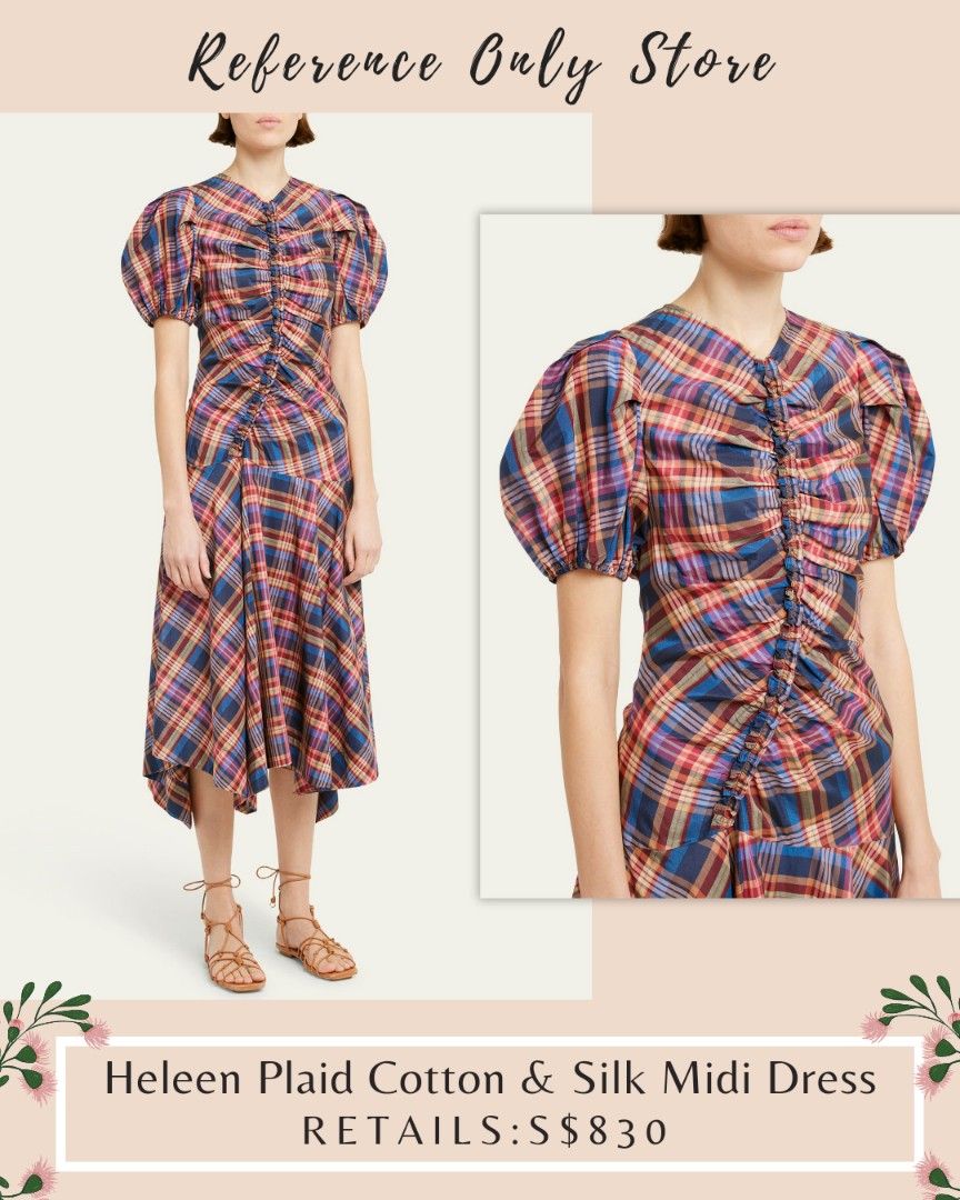 UJ Heleen Plaid Cotton Silk Midi Dress Women s Fashion Dresses Sets Dresses on Carousell
