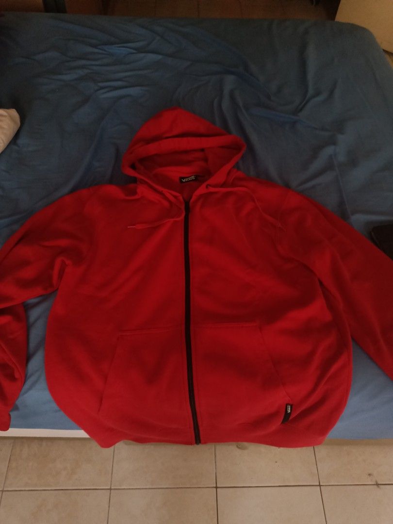 vans red zip up hoodie