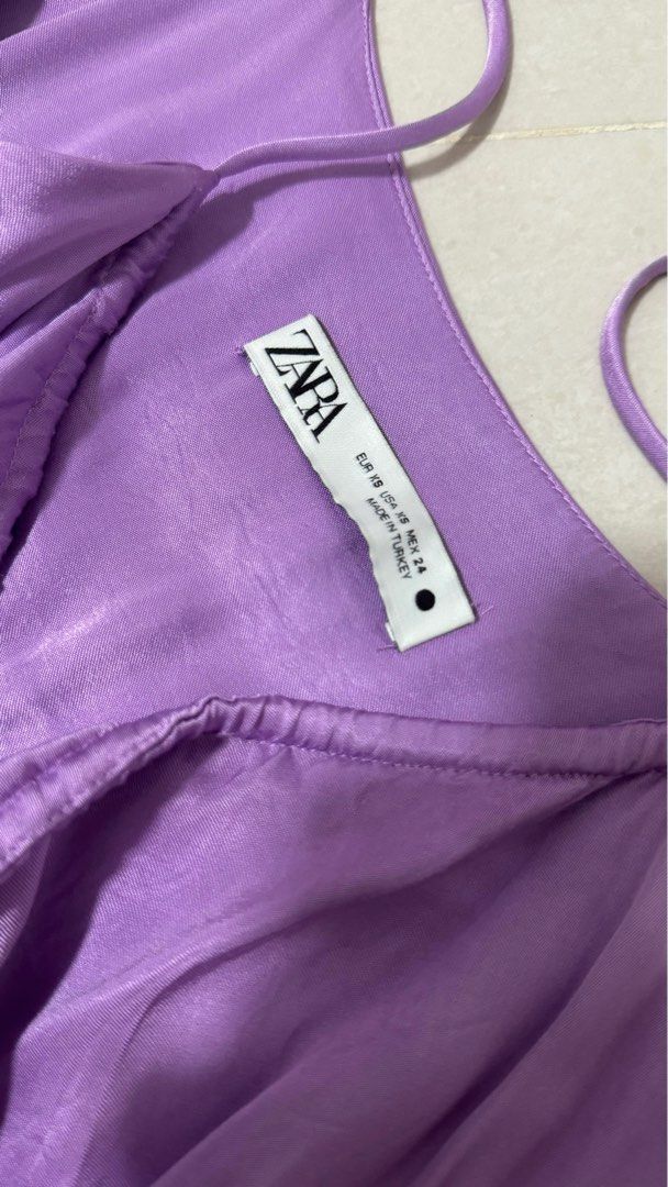 zara purple satin midi dress SATIN HALTER DRESS - Lilac