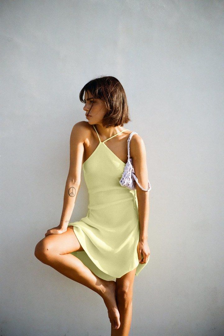 Zara yellow deals strappy dress
