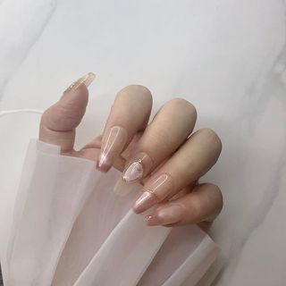 ［10pcs］Medium-length trapezoidal Baroque girl French Baroque cat-eye hand-ground nails fake nails finished manicure