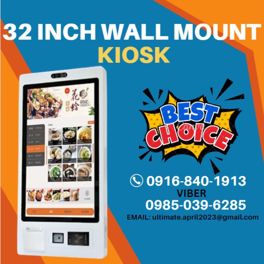 32 Inch Wall Mount Touch Screen Fast Food Ordering KIOSK Self Service ...