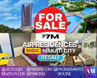 AIR RESIDENCES MAKATI CITY WITH PARKING 1 BEDROOM BALCONY FACING MAKATI SKYLINE FOR SALE