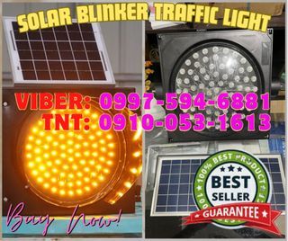 Amber Color On Hand Solar Blinker Traffic Light