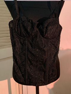 Black sexy lace embroidered Corset