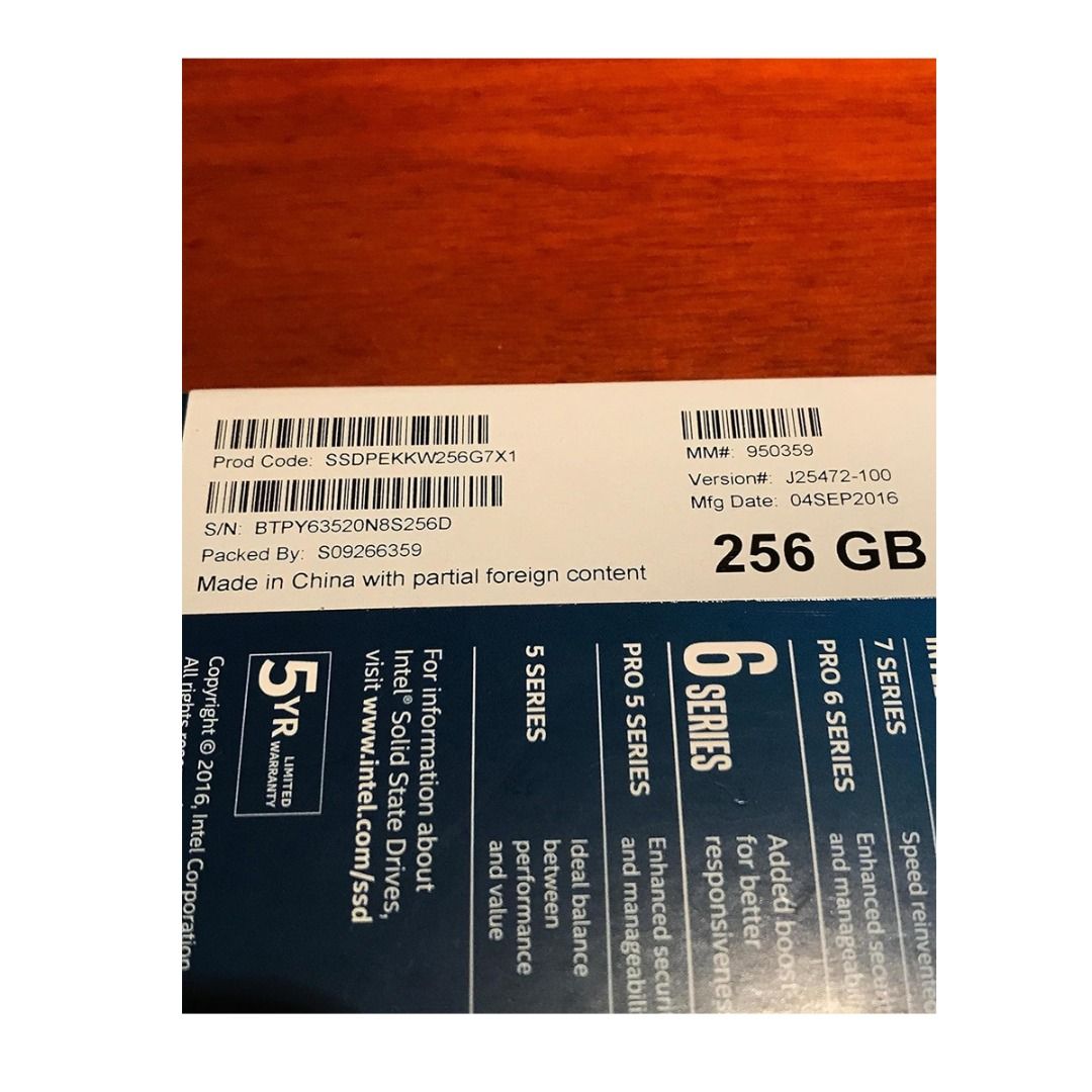 Brand New Intel SSDPEKKW256G7X1 600p M.2 80mm 256GB PCIe 3.0x4 3D1 TLC Retail INTEL SSDPEKKW256G7X1