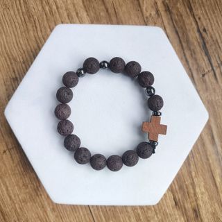 Brown Lava Stone Rosarya Unisex Bracelet