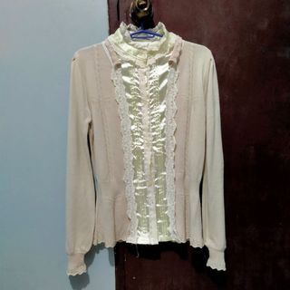 coquette baby pink lacy knit button up cardigan