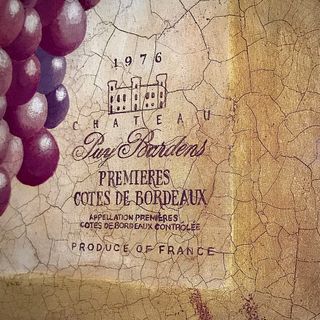 Craquelure 1976 CHATEAU Premieres Cotes de Bordeaux Cabernet Sauvignon Renaissance Style Crackle Effect Grapes Illustrated Framed Print