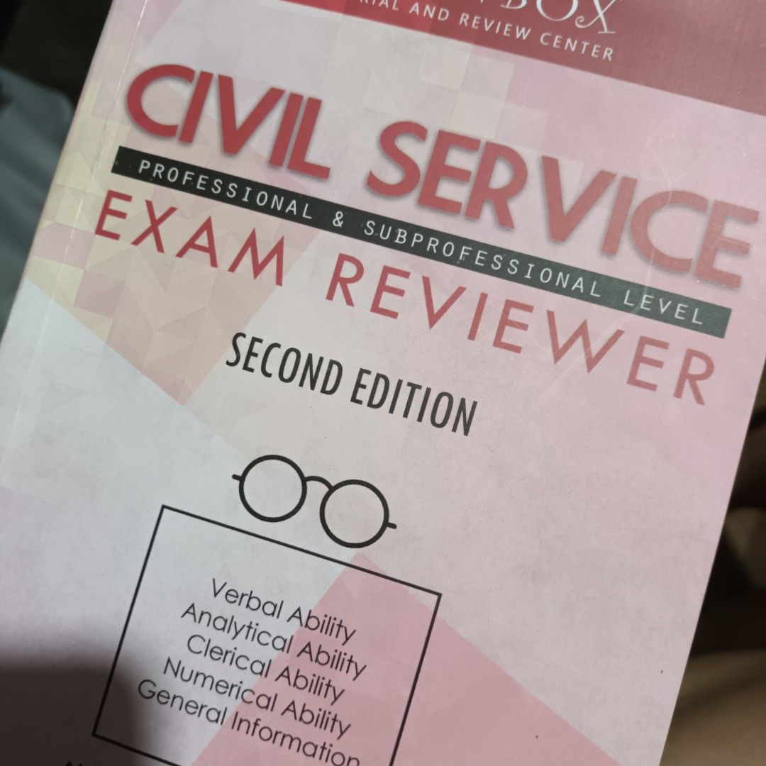 CSE Reviewer 2nd Edition (Category: Textbooks) located in Caloocan City. Submitted by declutzliz (Listing ID 1292908720, Image 1). Description: CSE Reviewer - P330 + sf book condition: - zero writings, white, complete, and intact pages, minor creases in cover notes: - with sample shading sheet - 2nd Edition book - almost new (details above), bought last Nov. 2023 -LAST PRICE POSTED - item is considered sold once payed and accepted by buyer. STRIC