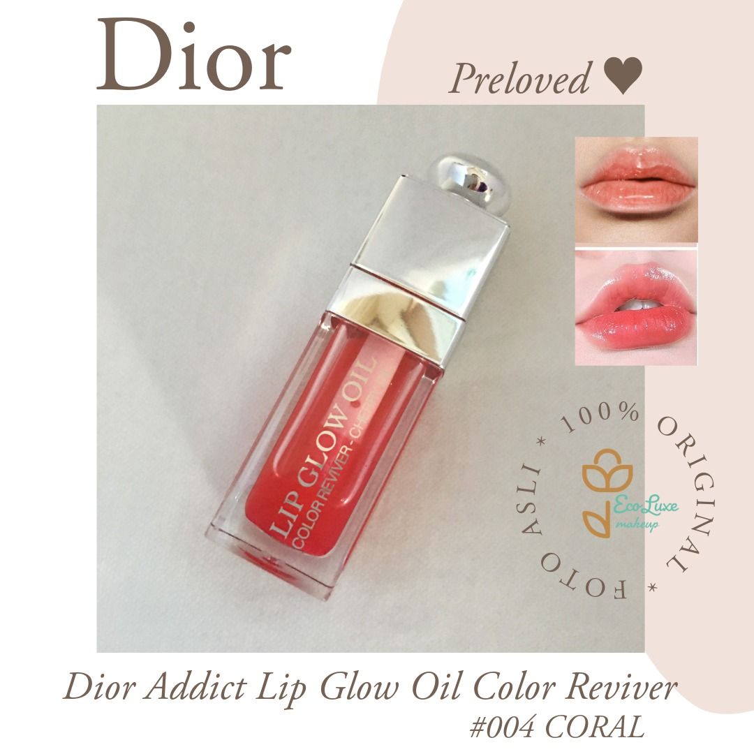 Dior Addict Lip Glow Oil Color Reviver 004 Coral Dior Lip Gloss (Preloved), Kesehatan