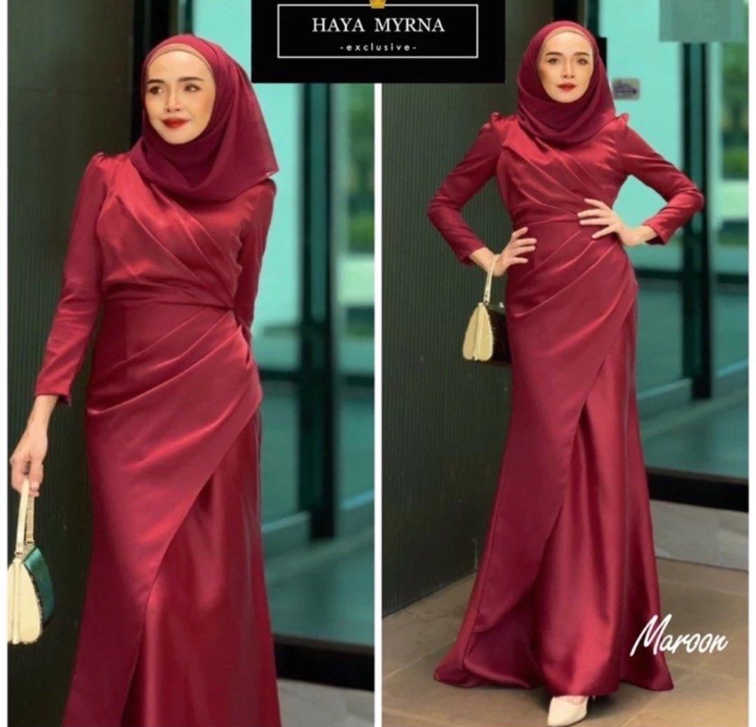 Maroon Gown, Women's Fashion, Dresses & Sets, Dresses on Carousell