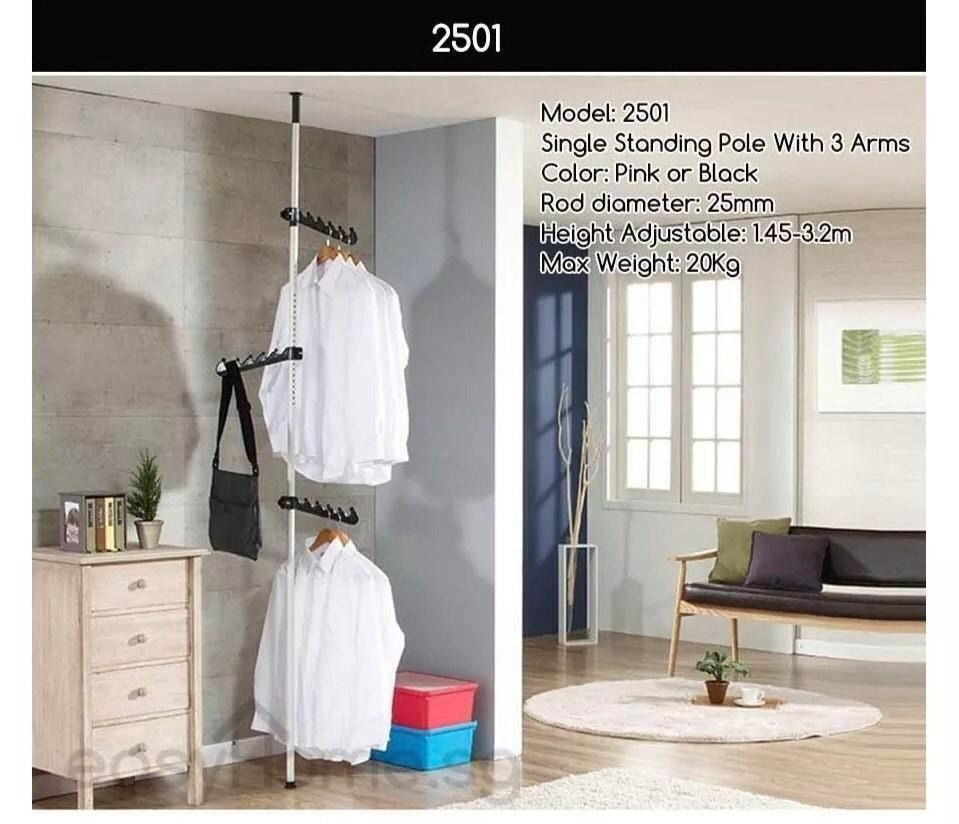 FREE DELIVERY Korean Standing Pole Clothes Rack 2501 Furniture Home Living Furniture Shelves Cabinets Racks on Carousell