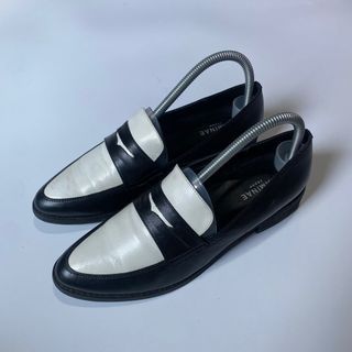 Haminae Japan White & Black Genuine Leather Penny Loafers