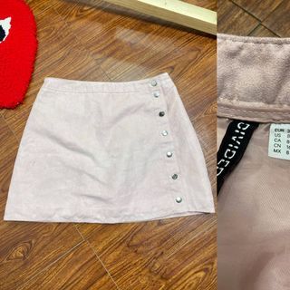 H&M Divide Light Pink Fax Suede Mini Skirt