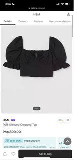 H&M Puff Sleeves Cropped Top