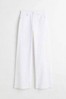 H&M white wide leg twill pants