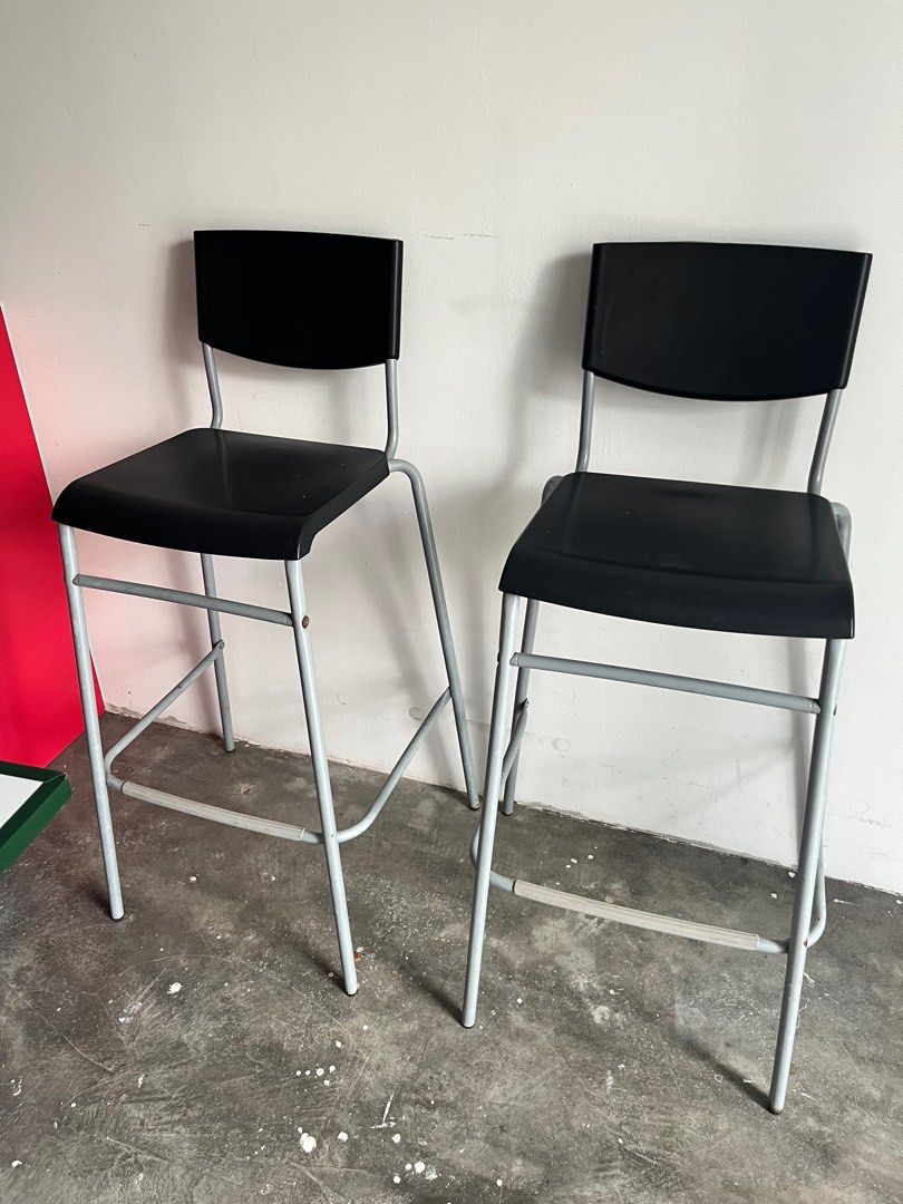 Ikea Stig bar stool with backrest x 2 Furniture Home Living Furniture Chairs on Carousell