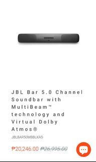 JBL Bar 5.0 MultiBeam Channel Soundbar with multibeam technology and Virtual Dolby Atmos Speaker