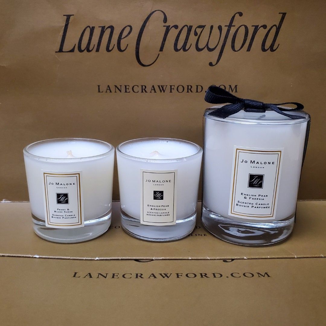 Jo malone English Pear Freesia / peony blush suede scented candle 35g 65g  英國梨小倉蘭牡丹蠟燭, 傢俬＆家居, 家居香薰- Carousell