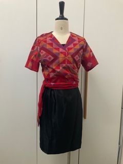 KULTURA traditional ethnic top and modern knee length satin dress  SET.