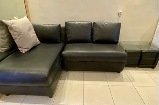 L-shaped 3-seater leather sofa