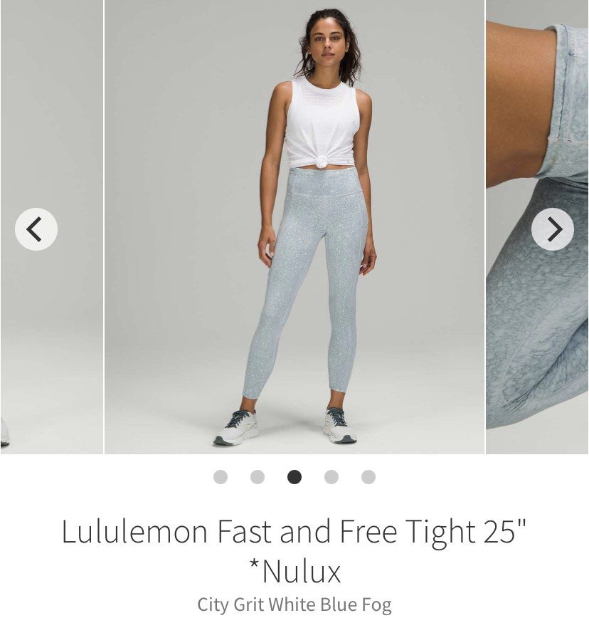 Lululemon Fast Free Tight 25 *Nulux City Grit White Blue Fog Size
