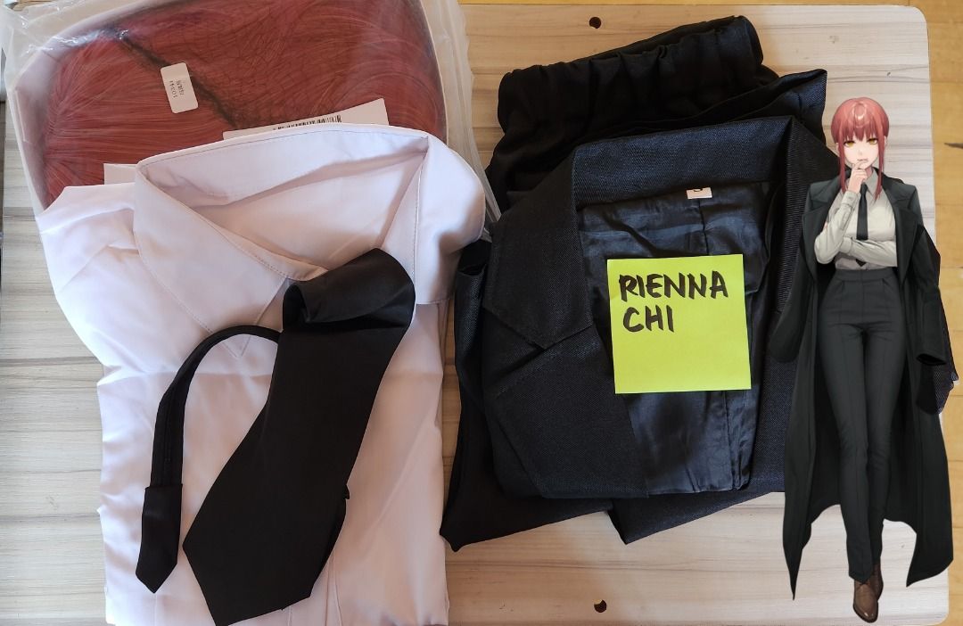 Makima (Chainsaw Man) Cosplay Costume Set (Category: Sets or Coordinates) located in Las Pinas. Submitted by riennachi (Listing ID 1292891949, Image 1). Description: ⚠️ Makima (Chainsaw Man) ⚠️ Unbranded; PM for when worn Inclusions: Wig, White longsleeves, Black neck tie, Slacks (garterized), Coat Size: S Condition of Cos: 10/10; worn once Condition of Wig: 8/10; worn once; trimmed & needs restyling.