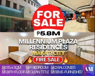 MILLENNIUM PLAZA RESIDENCES MAKATI CITY CLEAN TITLE 1 BEDROOM SEMI-FURBISHED 2 BALCONIES PET FRIENDLY FOR SALE