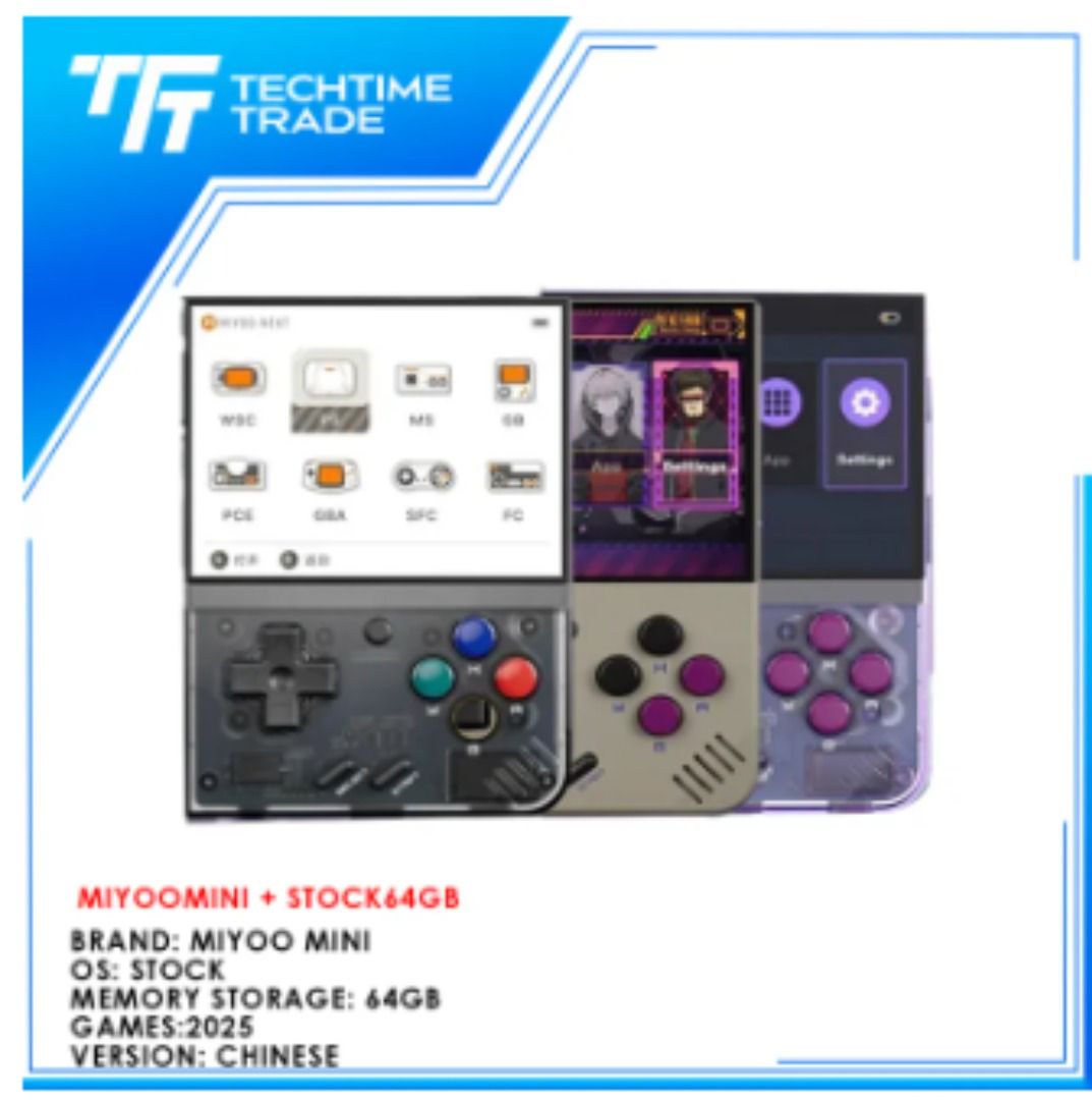 Miyoo Mini Plus | Retro Handheld Gaming Console | (Stock OS/Onion OS) (Category: Others) located in Manila. Submitted by gigaware (Listing ID 1292829110, Image 1). Description: (SPECIFICATIONS) Brand: Miyoo Model: Miyoo Mini Plus Display: 3.5-inch IPS full viewing angle, 640*480 Processor: ARM Cortex-A7 dual-core 1.2Ghz Default Memory storage: 64GB TF/MicroSD TF card: One card slot, support TF card expansion, maximum 128GB RAM: 128 MB DDR3 Colors