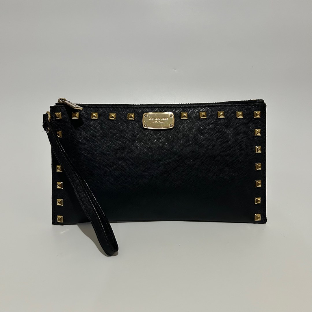 Michael kors cheap black studded wristlet