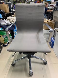 Modern Midback Gray Stainless Steel Office Chair with Wheels