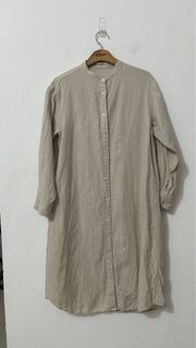Muji longsleeve button up dress with pockets