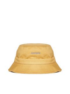 On hand! Jacquemus Logo Lettering Gadjo Knotted Bucket Hat in Tan