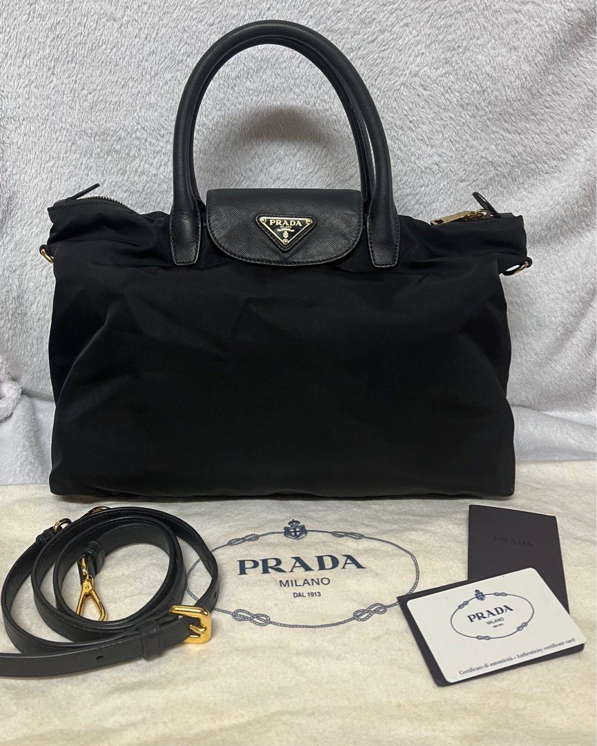 PRADA BN2541 Tessuto Saffiano Hangbag LONGCHAMP style BLACK