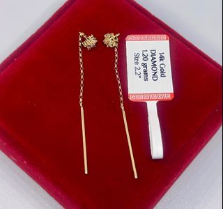 Preloved 14k diamond gold rositas danggling earrings