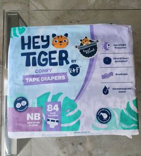 R + F Hey Tiger Newborn 84 pcs and Medium 64 pcs Jumbo Pack Tape Diapers, Unilove Medium
