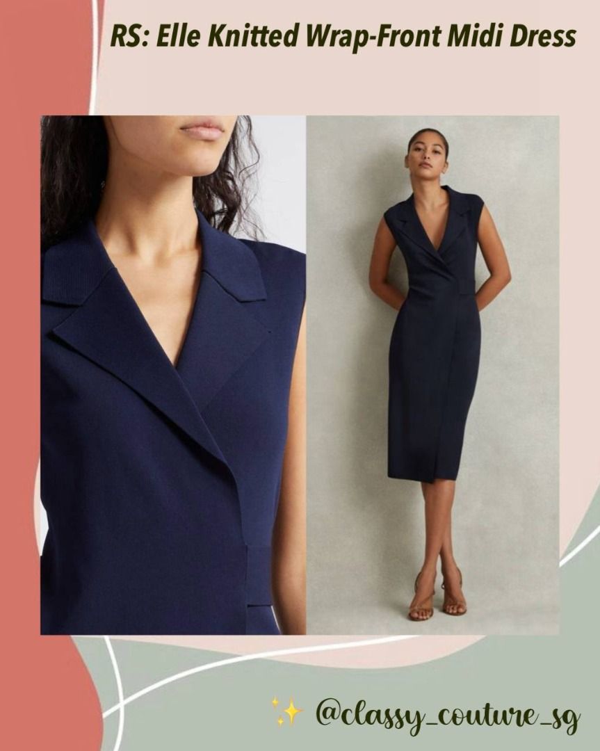 Reiss wrap front midi dress on sale