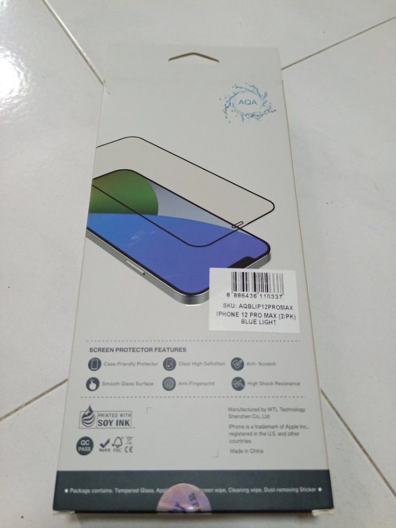 Screen protector (Category: Other Mobile & Gadget Accessories) located in Singapore. Submitted by Silencer920 (Listing ID 1292858053, Image 3). Description: Iphone 12 pro max Screen protector 2pack inside the packaging Blue light anti-microbial.