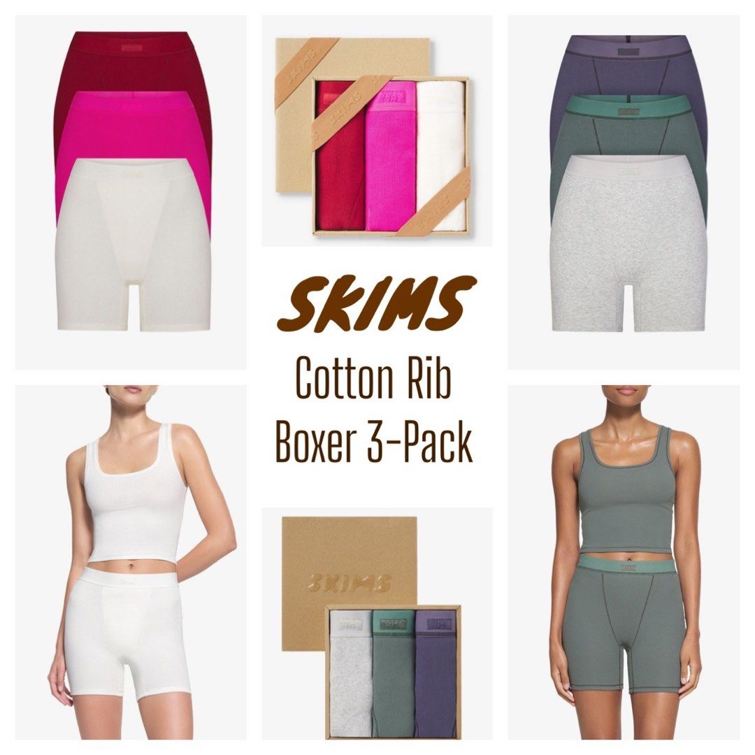 SKIMS Cotton Rib Boxer 3-Pack, Women's Fashion, New Undergarments &  Loungewear on Carousell