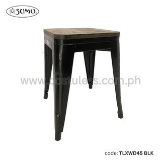Sumo All Steel Tolix Chair, with Wood on Seater Powder Coated Steel Frame, Solid Steel Welded Construction
