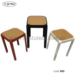 SUMO Stacking Full PP stackable designer stool with synthetic rattan seater