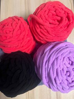 TAKE ALL!!! Plush Yarn; Lilac, Hot Pink, Black, Grey Bucket Hat