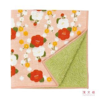 Towel Handkerchief, Festive Camellia Green Pattern