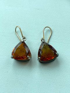 Trielle cut brown crystal gems earrings